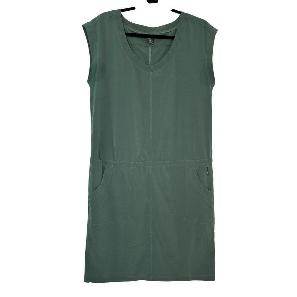 Prana Norma Dress Khaki Sleeveless V-neck Wrinkle Resistant Small